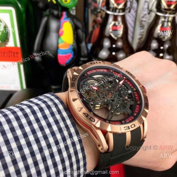 Roger Dubuis Excalibur Spider Rose Gold Skeleton Watches Replica