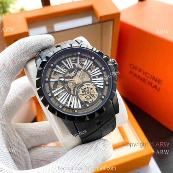 Roger Dubuis Excalibur Rose Gold Tourbillon Extra Large Face Mens Watches