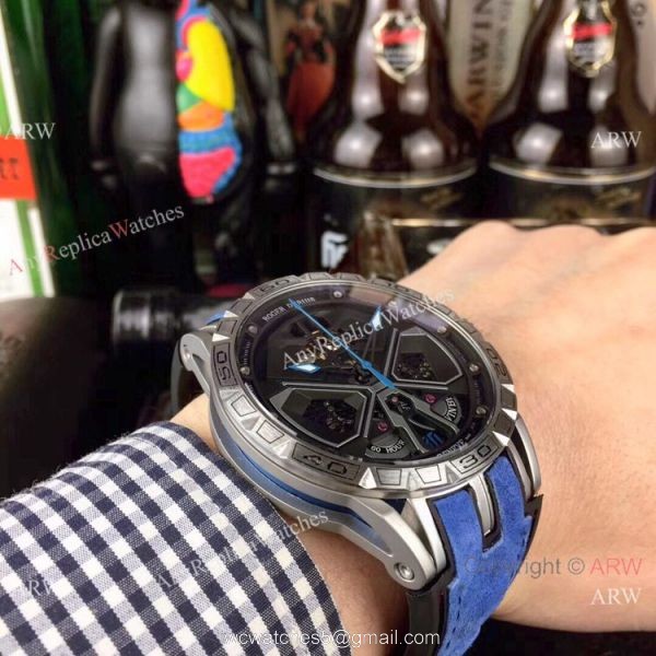 New Replica Roger Dubuis Lamborghini Huracan Watch Titanium Orange Gummy Strap