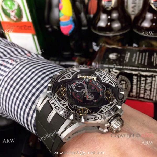 Copy Roger Dubuis Excalibur Quatuor Watches SS Black Face