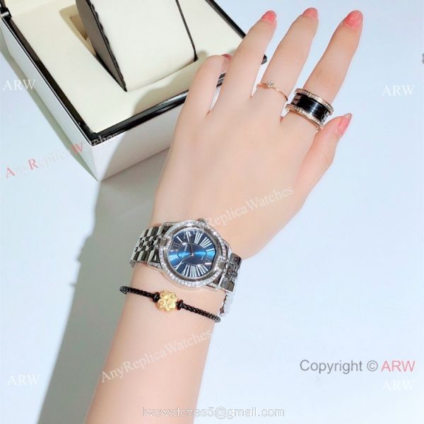 Copy Roger Dubuis Velvet Lady Watches Stainless Steel Blue Dial