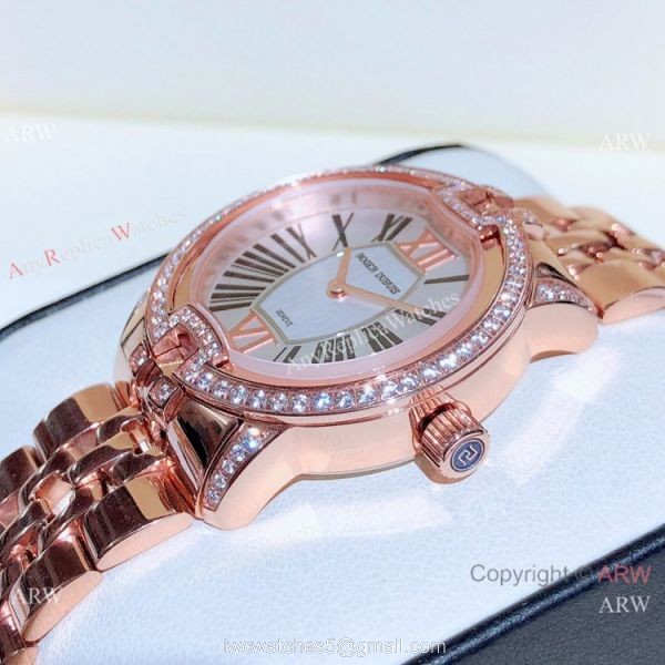 Copy Roger Dubuis Velvet Quartz Watches Rose Gold Black Dial