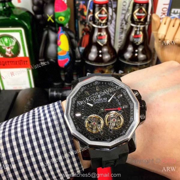 Replica Corum Admirals Cup Double Flying Tourbillon Black Dial Corum Watch