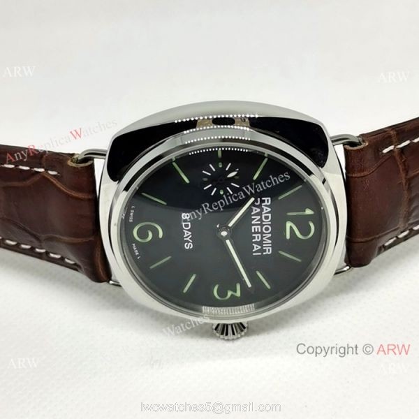 AAA Replica Panerai Radiomir 8 Days 45mm Watch Black Dial Red Leather Strap