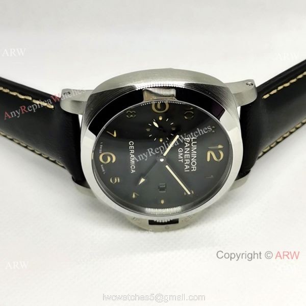 Officine Luminor GMT PAM00441 Watch Black Dial Black Leather Strap