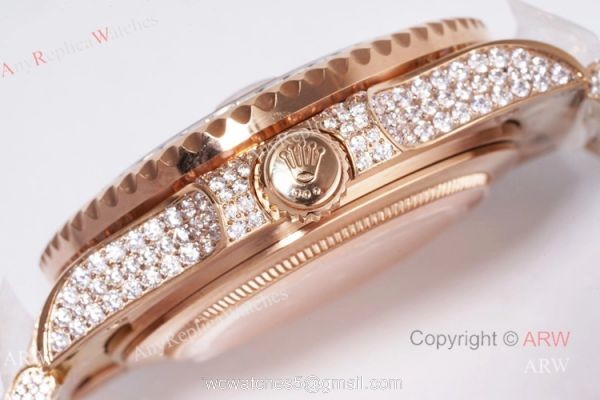 Best Replica Rolex GMT Master ii Full Diamond Rose Gold Watch 40mm