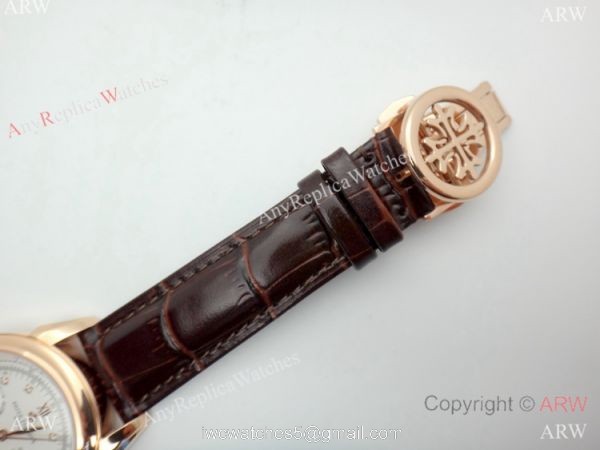 Grade 1A Replica Patek Philippe Geneve Complications Rose Gold SWISS 9100 Watch 42mm