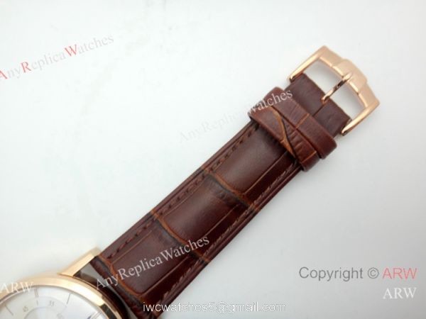 Rose Gold Piaget Altiplano Replica Watch Brown Leather Strap