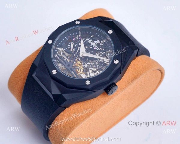 Copy Hublot Classic Fusion Skeleton All Black Watches Automatic