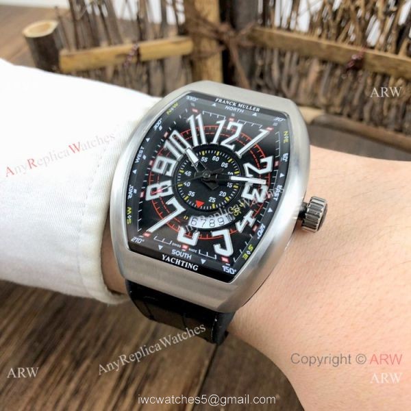 Copy Franck Muller Vanguard Classical V45 Watch Ss Black Gummy Strap