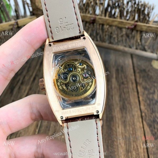 Copy Franck Muller Geneve Skeleton Watch Rose Gold Diamond