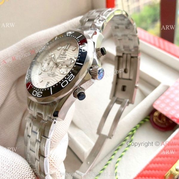 Copy Omega Seamaster 300M Chronograph Watch Stainless Steel White Dial