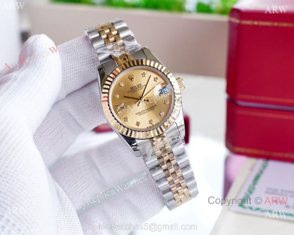 Clone Rolex Oyster Perpetual Datejust 31MM Watches Rose Gold
