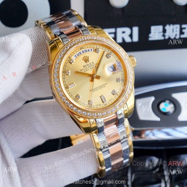 High Quality Copy Rolex Oyster Perpetual Day Date Watch 40mm Yellow Gold