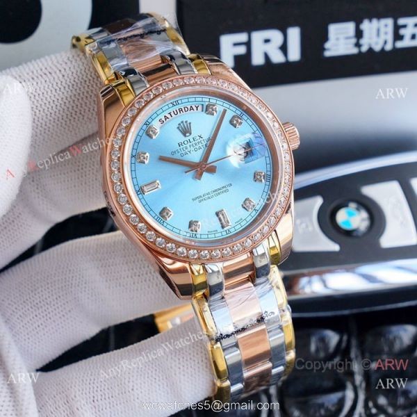 High Quality Replica Rolex Oyster Perpetual Day-Date Watch Rose Gold Meteorite Dial