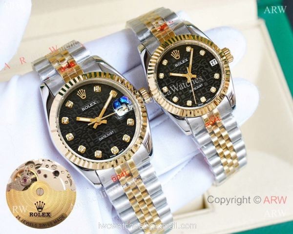Replica Rolex Datejust Two Tone Lover Watches Siver Dial