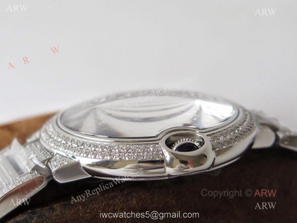 (TW) Fully Iced Out Cartier Ballon Bleu Diamond Watch Best Replica