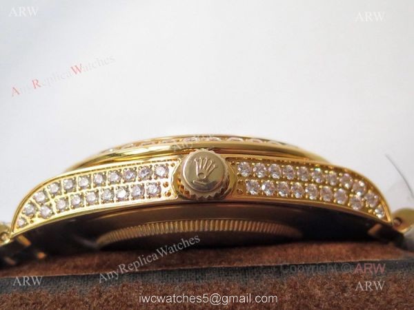 Mens Rolex Day Date Replica Watch Asian 2836 Red Face Rolex Iced Out Watch