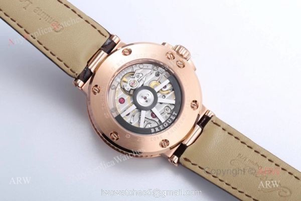 Best Copy Breguet Marine 5517 Rose Gold Brown Leather Strap Mens Watch