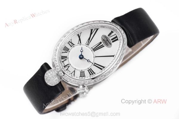 Replica Breguet Reine De Naples Watch White Roman Numberals With Diamond Bezel