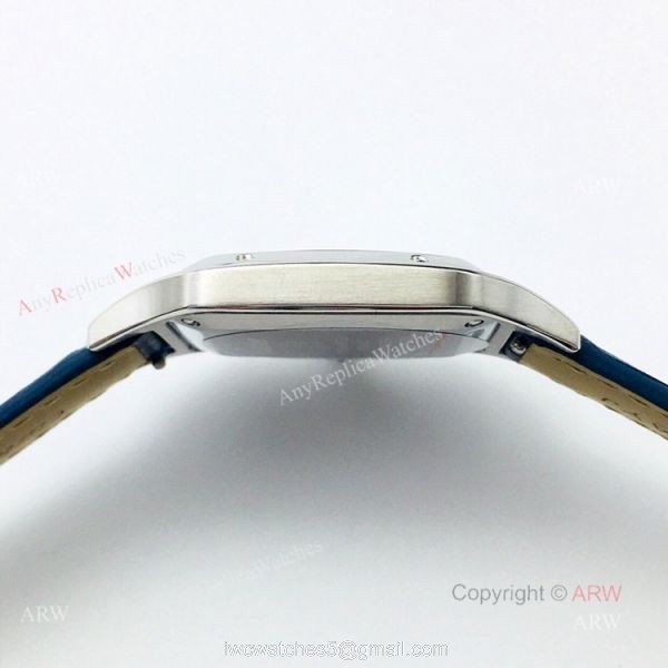 Swiss Replica Cartier Santos Dumont Blue Leather Watch New Cartier Watches