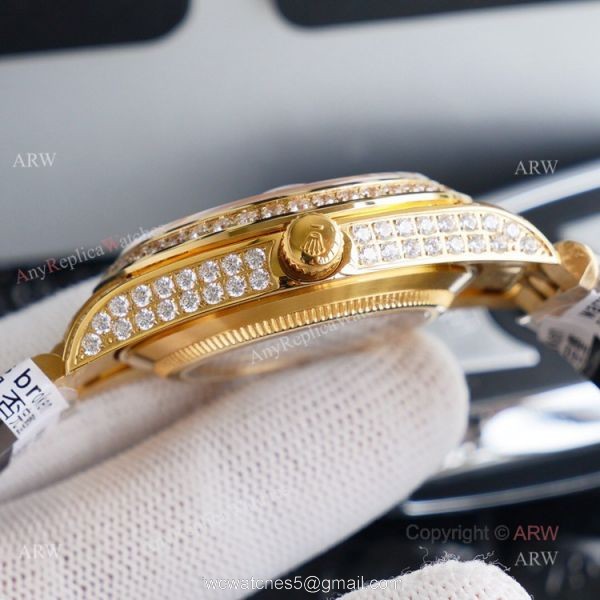 Gold Rolex Oyster Perpetual Datejust With Diamonds 41mm Replica Watch
