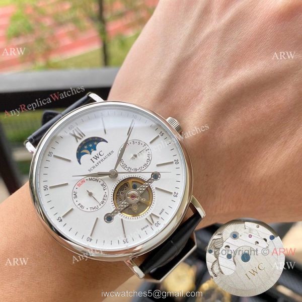 IWC Moonphase Tourbillon White Dial Watches Replica IWC Watch