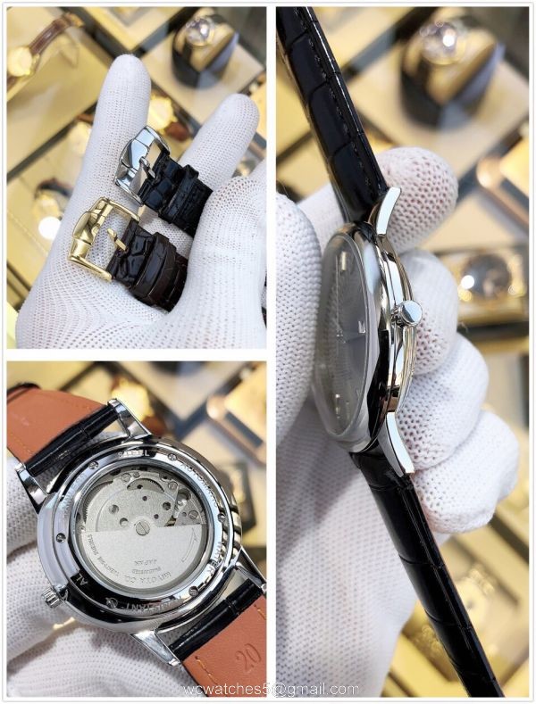 IWC Ingenieur Replica Watches Gold Case Black Leather Strap