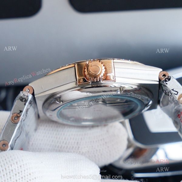 1:1 Swiss Replica Omega Constellation Double Eagle Rose Gold Diamond Watch 38mm