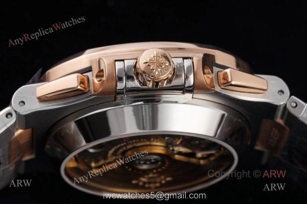 New Swiss Replica Patek Philippe Nautilus 5980 Rose Gold Blue Chronograph Watch