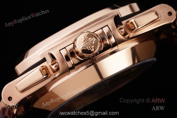 3K Factory V2 Patek Philippe Nautilus 5980 Rose Gold Black Chronograph Dial Swiss Replica Watch