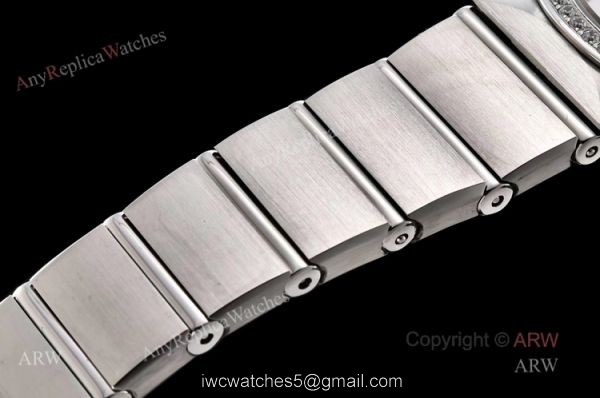 GF Factory Replica Omega Constellation Silver Diamond Bezel White Mop Dial Swiss Quartz Watch 25mm