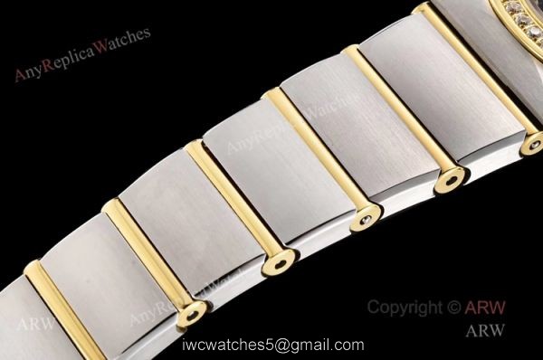 GF Factory Swiss Replica Omega Constellation Two Tone Ladies Watch With Black Aventurine Dial