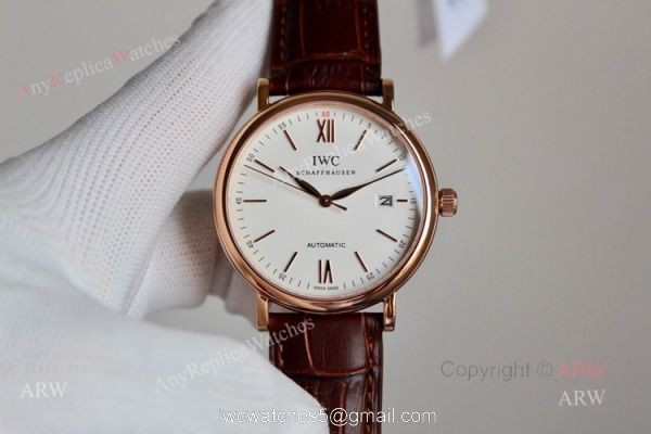 Best Replica IWC Schaffhausen Portofino White Dial Rose Gold Automatic Watch
