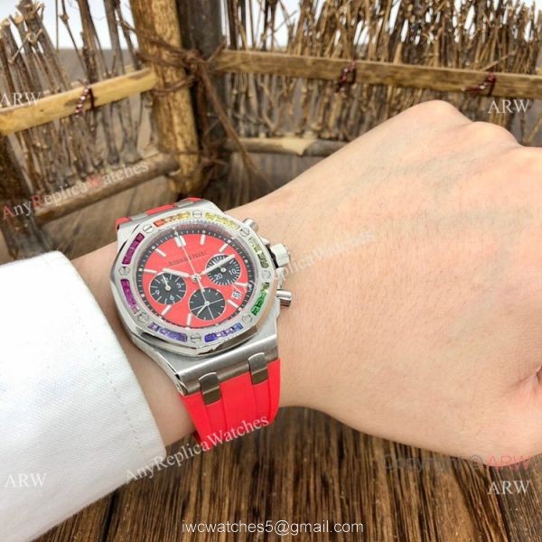 Women Audemars Piguet Royal Oak Offshore Watches Rainbow Bezel AP Watch