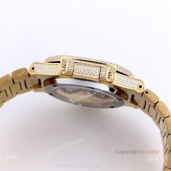 Iced Out Patek Philippe 5719 Patek Philippe Nautilus Bust Down All Gold Watch Replica