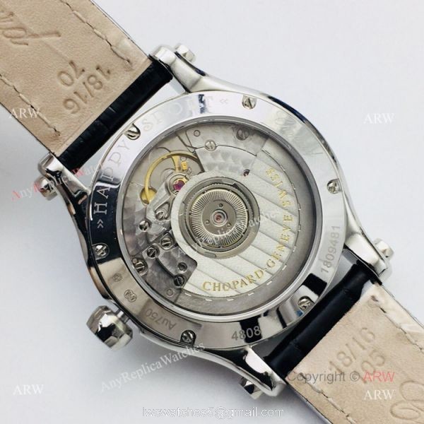 Swiss Replica Chopard Happy Sport Stainless Steel Diamond Watch For Women