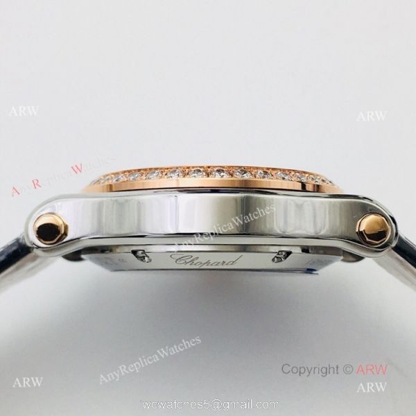 Swiss Replica Chopard Happy Sport 36mm Rose Gold Diamond Ladies Watch