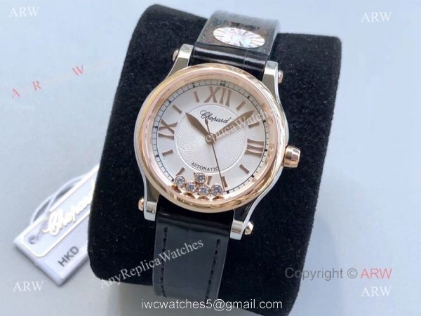Replica Ladies Chopard Happy Sport 7 Floating Diamonds Watch Swiss Made
