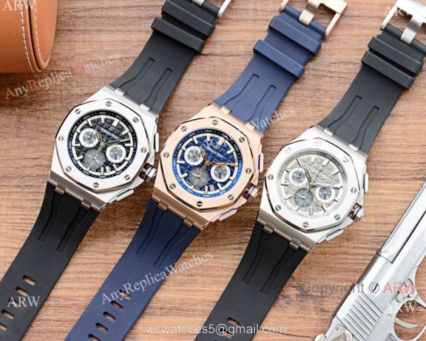 New Copy Audemars Piguet Royal Oak Chronograph Watches Rose Gold and Blue