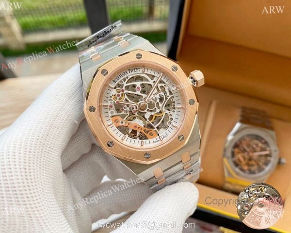 Replica Audemars Piguet Skeleton Royal Oak Watches Two Tone Rose Gold