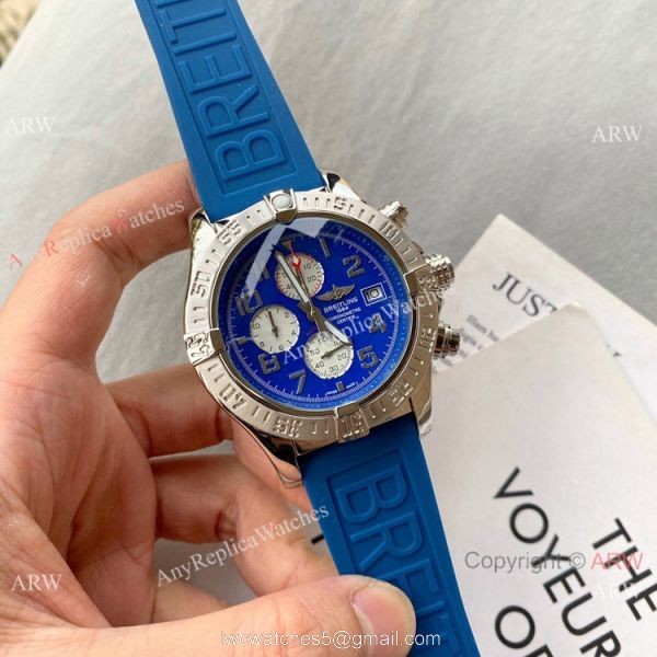 Copy Breitling Super Avenger II 45mm Watch Blue Rubber Strap