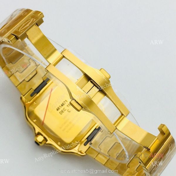 1:1 Copy BV Factory Faux Cartier Santos Yellow Gold Automatic Watch With QuickSwitch Band