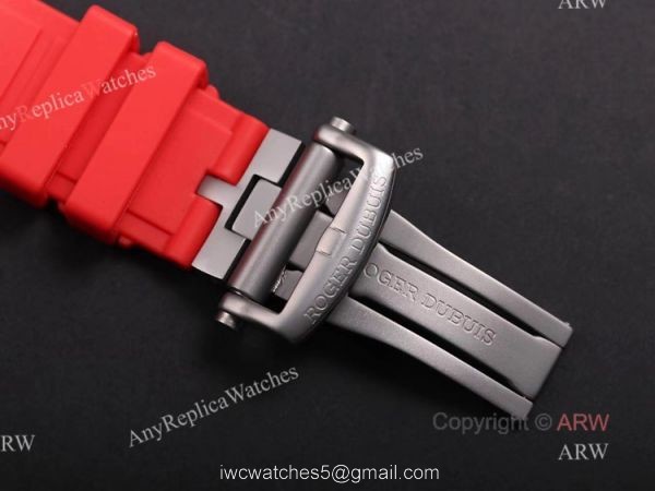 Swiss Replica Roger Dubuis Excalibur Spider Tourbillon Skeleton Watch With Red Rubber Band