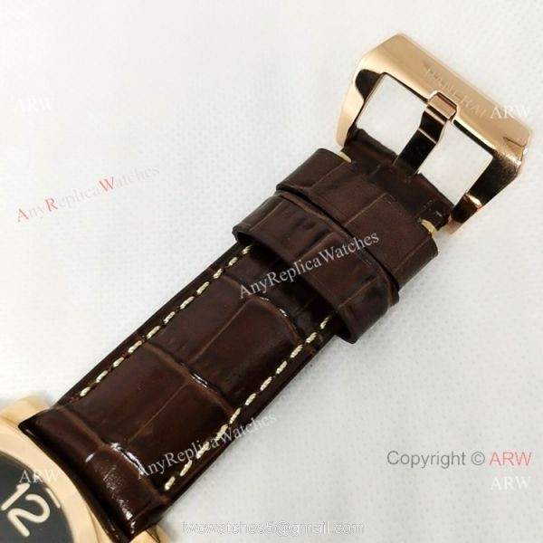 Copy Panerai Radiomir Rose Gold Brown Leather Strap Watch