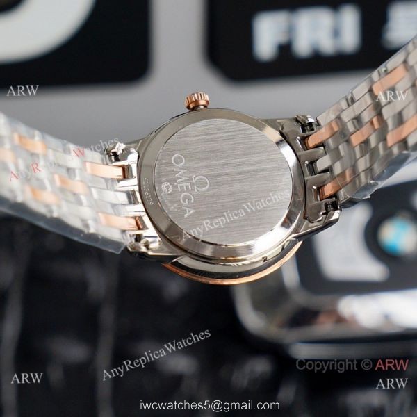Swiss Quartz Omega De Ville 2-Tone Rose Gold Watches Women Size