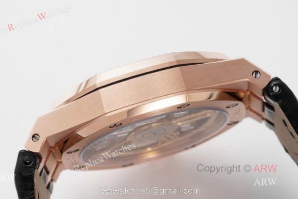 BF Factory Audemars Piguet Royal Oak 41mm Rose Gold Leather Strap Watch AAA Replica