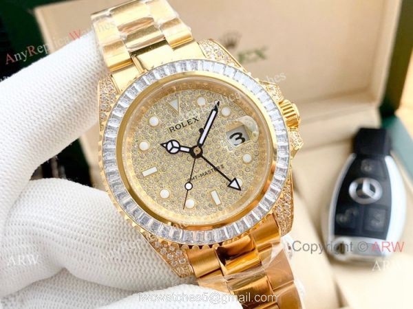 Luxury Replica Rolex GMT-Master 2 Full Diamond Watch