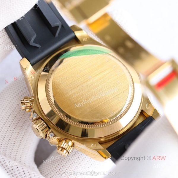 New Gold Rolex Daytona Rainbow Diamond Bezel Black Dial With Diamonds Watch Replica
