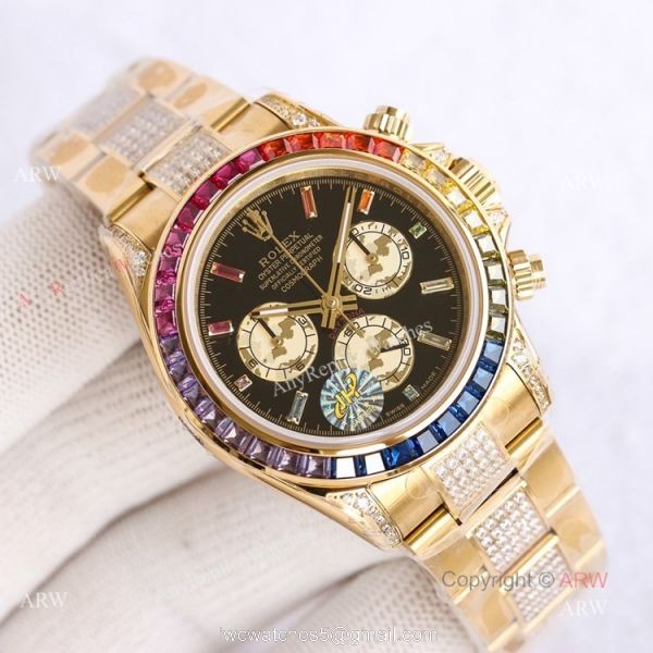 New Rolex Daytona Rainbow For Sale Swiss 7750 Rolex Daytona Gold Watch Best Copy